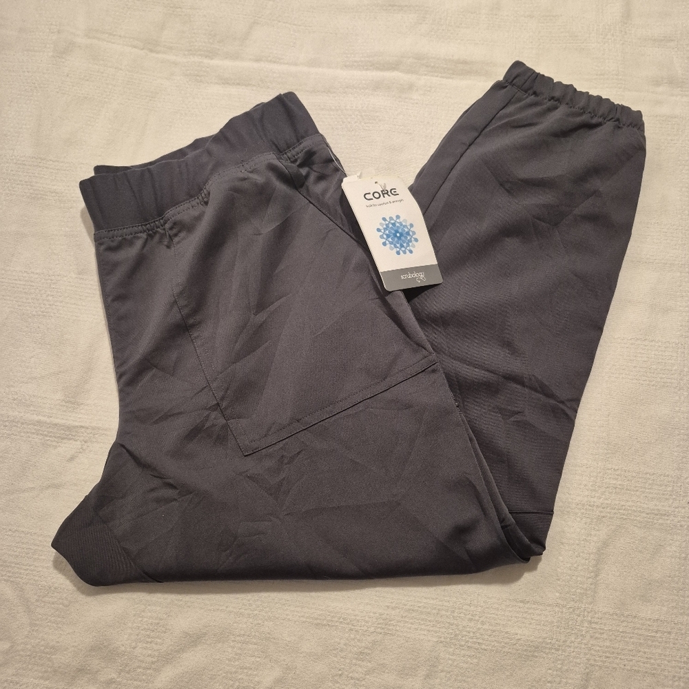 Scrubology women's Jogger pants, Large Petite Pewter NWT
